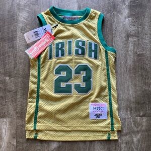 Headgear Classics Youth XS Basketball Jersey Gold James #23 Irish NWT Brand New